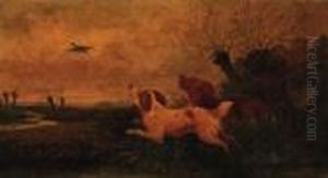 Spaniels Flushing Out A Mallard by George Armfield