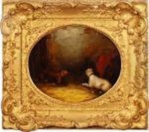 Terriers Ratting In A Barn by George Armfield