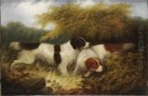 Landskap Med Tva Spaniels Landskap Med Tva Spaniels