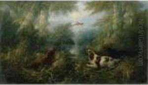 Spaniels And Pheasants by George Armfield
