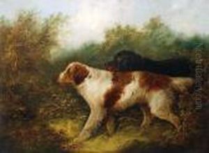 Two English Setters In A Landscape by George Armfield
