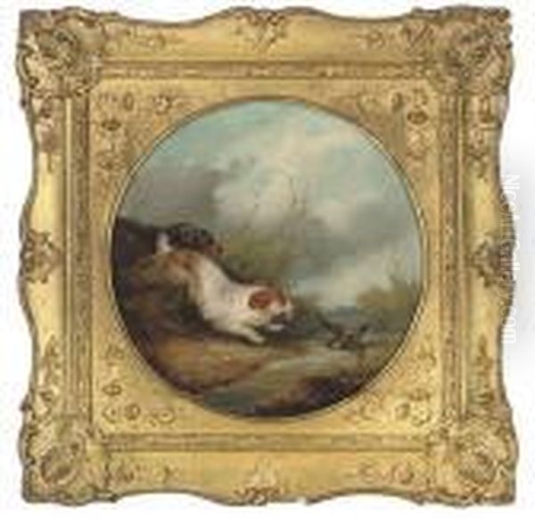 A Playful Chase, In A Circluar Mount - view 1
