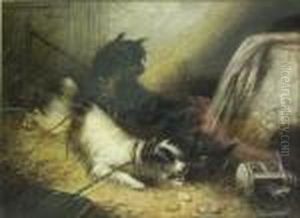 Terriers In A Barn by George Armfield