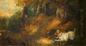 Ratting In A Wooded Landscape by George Armfield