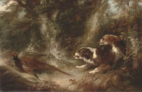 Two Spaniels With A Pheasant - view 1