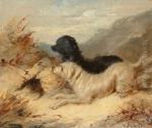 Two Terriers In A Landscape by George Armfield