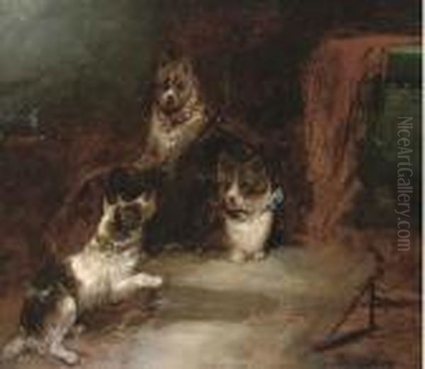 Terriers In A Barn; And A Fox And Rabbits In A Barn - view 1