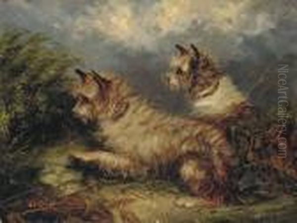 Terriers At A Rabbit Hole - view 1