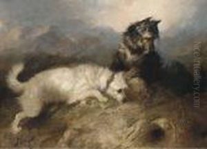Terriers Ratting In A Barn; And Terriers At A Rabbit Hole Terriers Ratting In A Barn; And Terriers At A Rabbit Hole