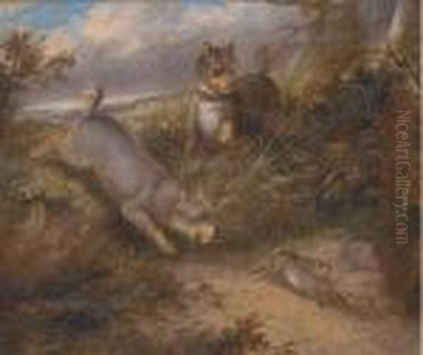 Terriers Chasing A Rabbit - view 1