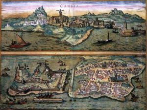 View Of Candia And Corfu by Joris Hoefnagel