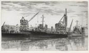 Destroyers In Wet Basin by John Taylor Arms