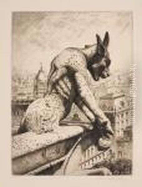 The Gargoyle And His Quarry, Notre Dame - view 1