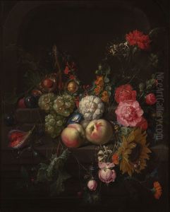 Still life with flowers and fruit