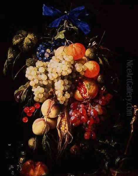 Bouquet of Fruit with Eucharistic Symbols on a Ledge Below - view 1