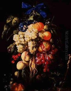 Bouquet of Fruit with Eucharistic Symbols on a Ledge Below