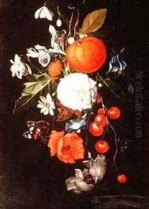 Still Life with Fruit and Flowers by Cornelis De Heem