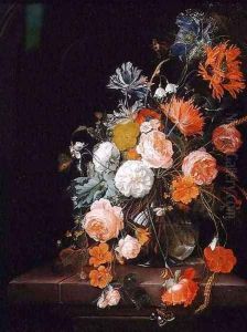 Still Life with Roses Poppies and Ears of Corn