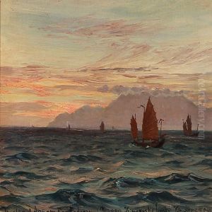 Kysten Af Annam Cap Padaran, Kinesiske Junks by Vilhelm Karl Ferd. Arnesen