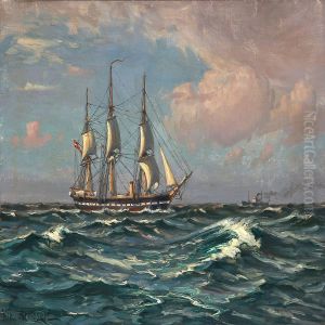 The Frigate Jylland In Sundet, Denmark by Vilhelm Karl Ferd. Arnesen