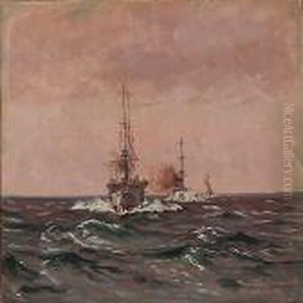 Seascape Fromt The Baltic Sea With Warships - view 1