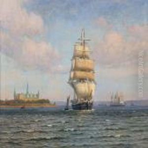 Seascape With Sailing Ships Near Kronborg Castle