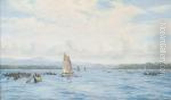 Fishing Boats With Outriggers, Ceylon - view 1
