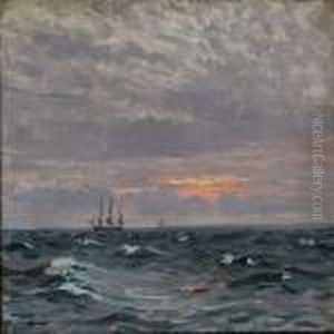 Seascape With Sunset by Vilhelm Karl Ferd. Arnesen