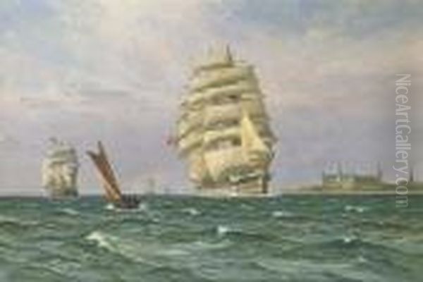 A Danish Windjammer In The Sound Off Kronborg Castle - view 1