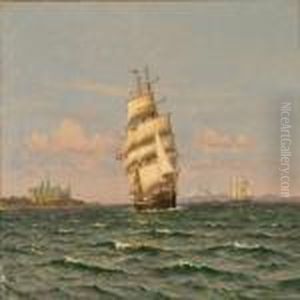 Coastal Scene Near Elsinore Castle by Vilhelm Karl Ferd. Arnesen