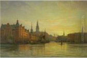 Udsigt Til Langebro,
Christiansborg Og Borsen (view Of Langebro,christiansborg And The Stock
Exchange, Copenhagen) by Vilhelm Karl Ferd. Arnesen