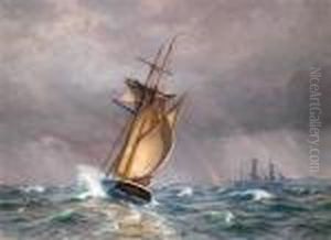 Segelschiffeauf Sturmischer See by Vilhelm Karl Ferd. Arnesen