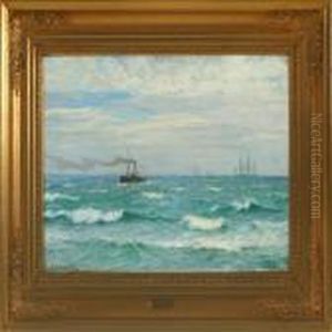 Seascape With Sailingship And Motor Boat