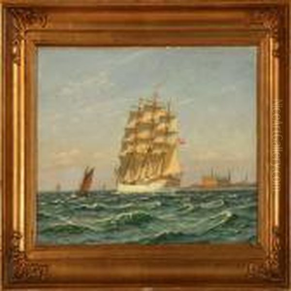 The Danish Trainingship Danmark Off The Coast Of Elsinore Castle - view 1