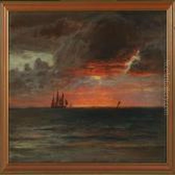Seascape With Sailingships In The Sunset - view 1