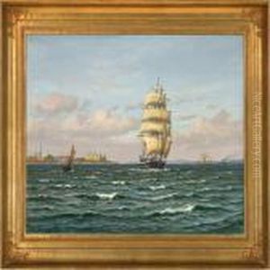 Marine With Ship Off The Coast Of Elsinore Castle