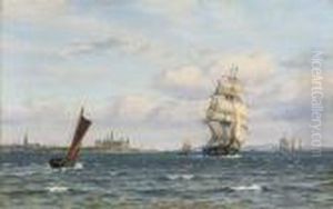 A Trader And A Fishing Boat Off Kronborg Castle