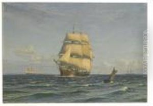 Ships At Sea by Vilhelm Karl Ferd. Arnesen