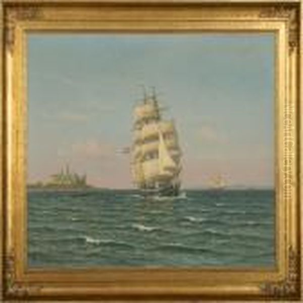 Seascape With Sailingships, In Th Ebackground Kronborg - view 1