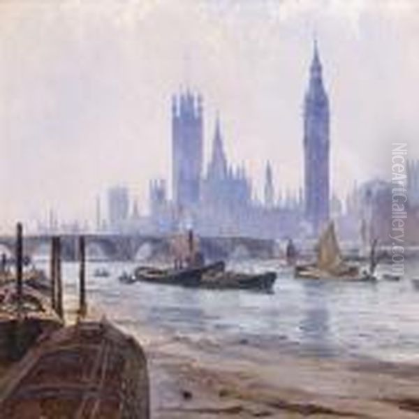 Scene From London Withsailing Ships At The Thames - view 1