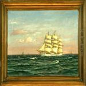 Marine With The Danish Training Ship Denmark On Open Sea by Vilhelm Karl Ferd. Arnesen