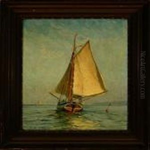 Marine With A Yacht by Vilhelm Karl Ferd. Arnesen