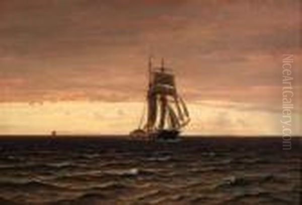 A Topsail Schooner At Dusk - view 1