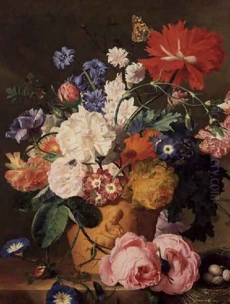 Flowers in a Terracotta Vase 2 by Jan Van Huysum