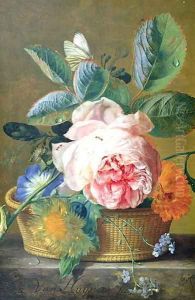 A Basket with Flowers by Jan Van Huysum