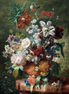 Flowers in a Terracotta Vase by Jan Van Huysum
