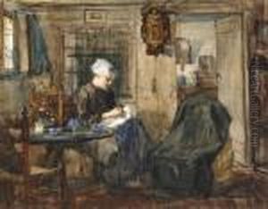 Seated Lady With Sewing Utensils