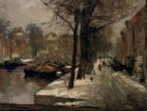 A View Of The Bierkade In Winter, The Hague A View Of The Bierkade In Winter, The Hague