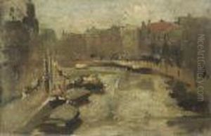 Stadsgezicht Amsterdam: A Canal In Summer, Amsterdam by Floris Arntzenius