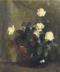 White Rozes In A Black Vase White Rozes In A Black Vase
